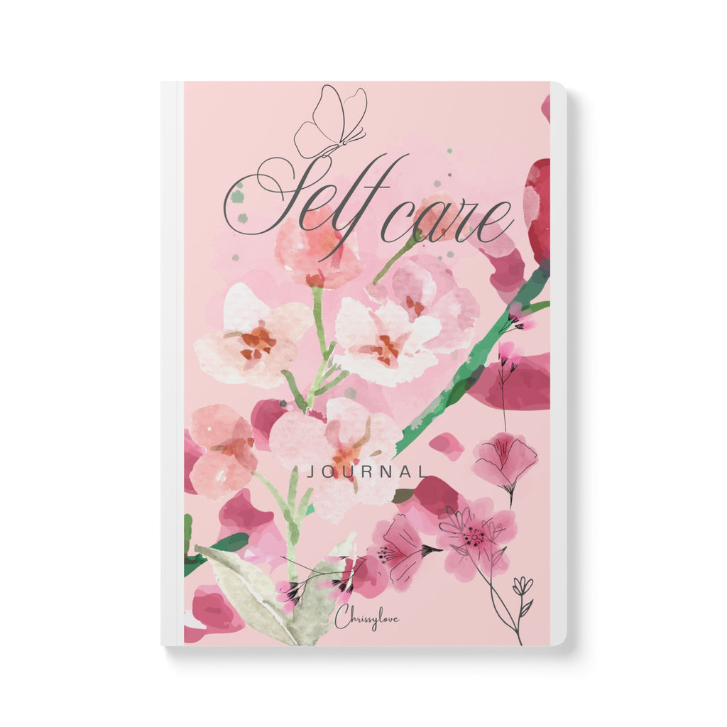Self Care Softcover Journal — Floral Pink Wellness Notebook