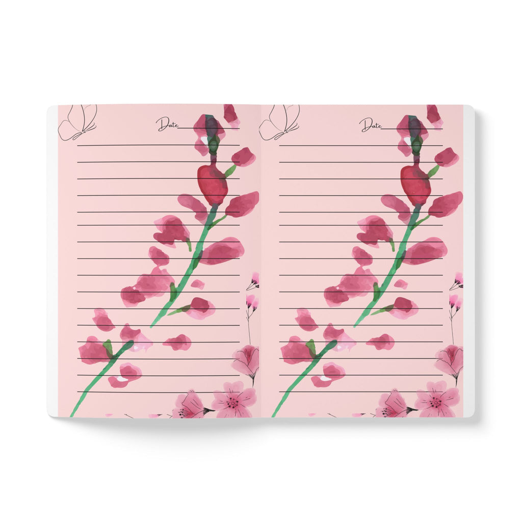 Self Care Softcover Journal — Floral Pink Wellness Notebook